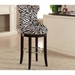 Baxton Studio Peace Modern and Contemporary Zebra-print Patterned Fabric Upholstered Bar Stool with Metal Footrest - BSOWS-2075-Zebra