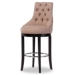 Baxton Studio Harmony Modern and Contemporary Button-tufted Beige Fabric Upholstered Bar Stool with Metal Footrest