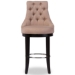 Baxton Studio Harmony Modern and Contemporary Button-tufted Beige Fabric Upholstered Bar Stool with Metal Footrest - BSOWS-2076-Beige