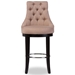 Baxton Studio Harmony Modern and Contemporary Button-tufted Beige Fabric Upholstered Bar Stool with Metal Footrest - BSOWS-2076-Beige