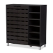 Baxton Studio Shirley Modern and Contemporary Dark Brown Wood 2-Door Shoe Cabinet with Open Shelves - BSOSR-002-Espresso