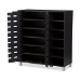 Baxton Studio Shirley Modern and Contemporary Dark Brown Wood 2-Door Shoe Cabinet with Open Shelves - BSOSR-002-Espresso