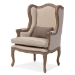 Baxton Studio Oreille French Provincial Style White Wash Distressed Two-tone Beige Upholstered Armchair - BSOASS561Mi-CG4