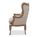 Baxton Studio Oreille French Provincial Style White Wash Distressed Two-tone Beige Upholstered Armchair - BSOASS561Mi-CG4
