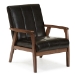 Baxton Studio Nikko Mid-century Modern Scandinavian Style Black Faux Leather Wooden Lounge Chair - BSOBBT8011A2-Black Chair
