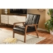Baxton Studio Nikko Mid-century Modern Scandinavian Style Dark Brown Faux Leather Wooden Lounge Chair - BSOBBT8011A2-Brown Chair