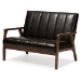 Baxton Studio Nikko Mid-century Modern Scandinavian Style Dark Brown Faux Leather Wooden 2-Seater Loveseat - BSOBBT8011A2-Brown Loveseat