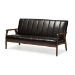 Baxton Studio Nikko Mid-century Modern Scandinavian Style Dark Brown Faux Leather Wooden 3-Seater Sofa - BSOBBT8011A2-Brown Sofa