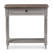Baxton Studio Edouard French Provincial Style White Wash Distressed Wood and Grey Two-tone 1-drawer Console Table