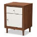 Baxton Studio Harlow Mid-century Modern Scandinavian Style White and Walnut Wood 1-drawer and 1-door Nightstand - BSOFP-6783-Walnut/White-NS