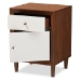 Baxton Studio Harlow Mid-century Modern Scandinavian Style White and Walnut Wood 1-drawer and 1-door Nightstand - BSOFP-6783-Walnut/White-NS