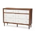 Baxton Studio Harlow Mid-century Modern Scandinavian Style White and Walnut Wood 6-drawer Storage Dresser - BSOFP-6781-Walnut/White