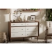 Baxton Studio Harlow Mid-century Modern Scandinavian Style White and Walnut Wood 6-drawer Storage Dresser - BSOFP-6781-Walnut/White