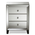 Baxton Studio Chevron Modern and Contemporary Hollywood Regency Glamour Style Mirrored 3-Drawers End Table End Table