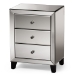 Baxton Studio Chevron Modern and Contemporary Hollywood Regency Glamour Style Mirrored 3-Drawers End Table End Table - BSORS1155