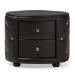 Baxton Studio Davina Hollywood Glamour Style Oval 2-drawer Black Faux Leather Upholstered Nightstand