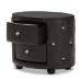 Baxton Studio Davina Hollywood Glamour Style Oval 2-drawer Black Faux Leather Upholstered Nightstand - BSOBBT3119-Black NS