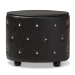 Baxton Studio Davina Hollywood Glamour Style Oval 2-drawer Black Faux Leather Upholstered Nightstand - BSOBBT3119-Black NS