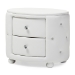 Baxton Studio Davina Hollywood Glamour Style Oval 2-drawer White Faux Leather Upholstered Nightstand - BSOBBT3119-White NS