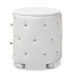 Baxton Studio Davina Hollywood Glamour Style Oval 2-drawer White Faux Leather Upholstered Nightstand - BSOBBT3119-White NS