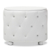 Baxton Studio Davina Hollywood Glamour Style Oval 2-drawer White Faux Leather Upholstered Nightstand - BSOBBT3119-White NS