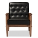 Baxton Studio Sorrento Mid-century Retro Modern Black Faux Leather Upholstered Wooden Lounge Chair