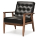 Baxton Studio Sorrento Mid-century Retro Modern Black Faux Leather Upholstered Wooden Lounge Chair - BSOBBT8013-Black Chair