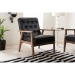 Baxton Studio Sorrento Mid-century Retro Modern Black Faux Leather Upholstered Wooden Lounge Chair - BSOBBT8013-Black Chair