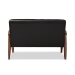 Baxton Studio Sorrento Mid-century Retro Modern Black Faux Leather Upholstered Wooden 2-seater Loveseat - BSOBBT8013-Black Loveseat