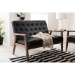 Baxton Studio Sorrento Mid-century Retro Modern Black Faux Leather Upholstered Wooden 2-seater Loveseat - BSOBBT8013-Black Loveseat
