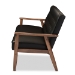 Baxton Studio Sorrento Mid-century Retro Modern Black Faux Leather Upholstered Wooden 3-seater Sofa - BSOBBT8013-Black Sofa