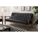 Baxton Studio Sorrento Mid-century Retro Modern Black Faux Leather Upholstered Wooden 3-seater Sofa - BSOBBT8013-Black Sofa