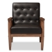 Baxton Studio Sorrento Mid-century Retro Modern Brown Faux Leather Upholstered Wooden Lounge Chair