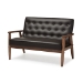 Baxton Studio Sorrento Mid-century Retro Modern Brown Faux Leather Upholstered Wooden 2-seater Loveseat - BSOBBT8013-Brown Loveseat