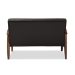 Baxton Studio Sorrento Mid-century Retro Modern Brown Faux Leather Upholstered Wooden 2-seater Loveseat - BSOBBT8013-Brown Loveseat
