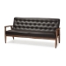 Baxton Studio Sorrento Mid-century Retro Modern Brown Faux Leather Upholstered Wooden 3-seater Sofa - BSOBBT8013-Brown Sofa
