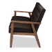 Baxton Studio Sorrento Mid-century Retro Modern Brown Faux Leather Upholstered Wooden 3-seater Sofa - BSOBBT8013-Brown Sofa