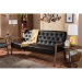 Baxton Studio Sorrento Mid-century Retro Modern Brown Faux Leather Upholstered Wooden 3-seater Sofa - BSOBBT8013-Brown Sofa