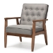 Baxton Studio Sorrento Mid-century Retro Modern Grey Fabric Upholstered Wooden Lounge Chair - BSOBBT8013-Grey Chair