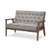 Baxton Studio Sorrento Mid-century Retro Modern Grey Fabric Upholstered Wooden 2-seater Loveseat - BSOBBT8013-Grey Loveseat