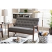 Baxton Studio Sorrento Mid-century Retro Modern Grey Fabric Upholstered Wooden 2-seater Loveseat - BSOBBT8013-Grey Loveseat