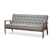 Baxton Studio Sorrento Mid-century Retro Modern Grey Fabric Upholstered Wooden 3-seater Sofa - BSOBBT8013-Grey Sofa