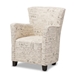 Baxton Studio Benson French Script Patterned Fabric Club Chair and Ottoman Set - BSOWS-0710-Beige-L277