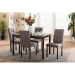 Baxton Studio Andrew Modern and Contemporary 5-Piece Grey Fabric Upholstered Grid-tufting Dining Set - BSOAndrew 5PC Grey 9-Grids Dining Set