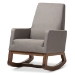 Baxton Studio Yashiya Mid-century Retro Modern Grey Fabric Upholstered Rocking Chair - BSOBBT5199-Grey
