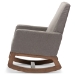 Baxton Studio Yashiya Mid-century Retro Modern Grey Fabric Upholstered Rocking Chair - BSOBBT5199-Grey