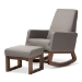 Baxton Studio Yashiya Mid-century Retro Modern Grey Fabric Upholstered Rocking Chair and Ottoman Set