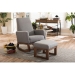 Baxton Studio Yashiya Mid-century Retro Modern Grey Fabric Upholstered Rocking Chair and Ottoman Set - BSOBBT5199-Grey Set