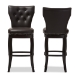 Baxton Studio Leonice Modern and Contemporary Dark Brown Faux Leather Upholstered Button-tufted 29-Inch Swivel Bar Stool