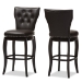 Baxton Studio Leonice Modern and Contemporary Dark Brown Faux Leather Upholstered Button-tufted 29-Inch Swivel Bar Stool - BSOBBT5222-Brown